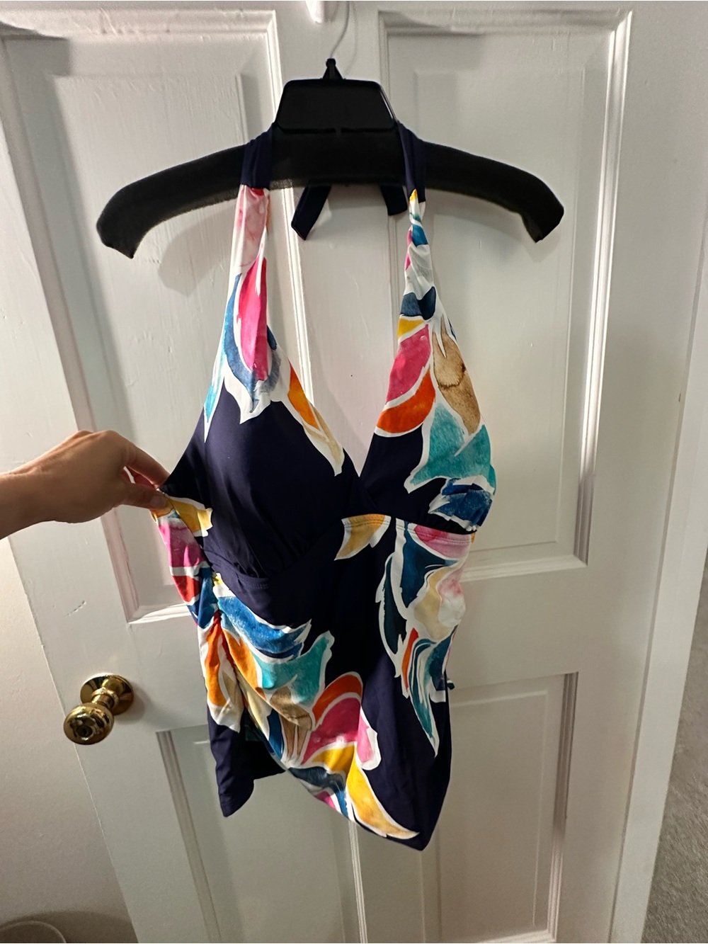 La Blanca Navy Halter Tankini Top